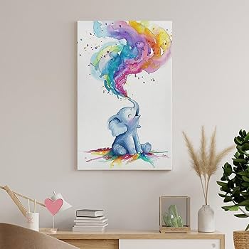 Amazon.com: Elephant Calf Cute Watercolor Style Colorful Animals
